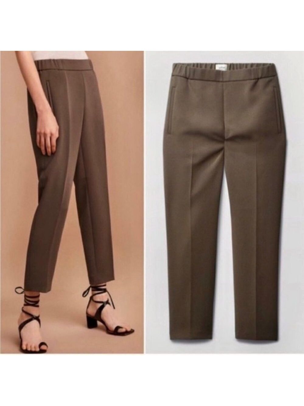 ** Wilfred Darontal Brown Pull On Crepe Elasticated Waist Pants Size 2